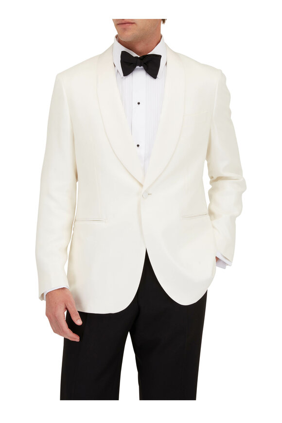 Atelier Munro - Off White Hopsack Contrasting Shawl Collar Jacket