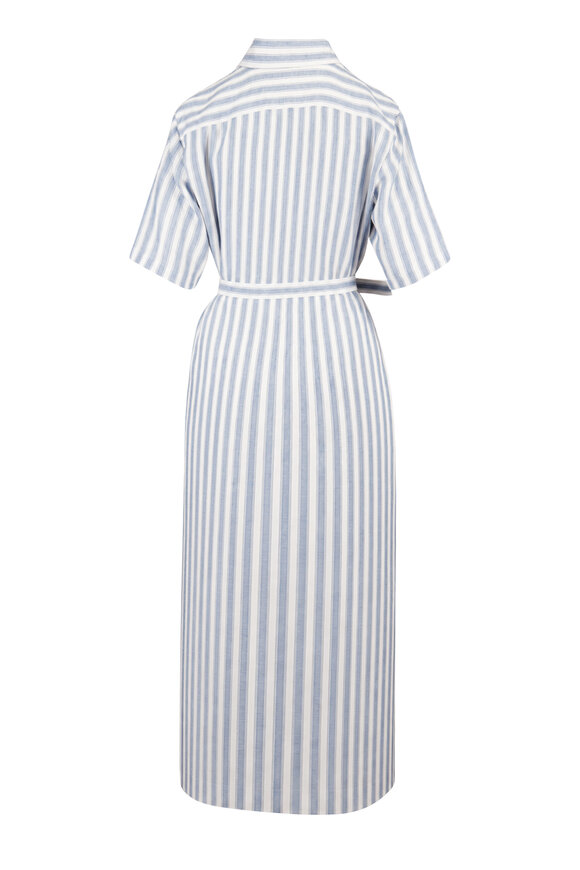 Ralph Lauren Carol Chambray Blue & Cream Stripe Linen Dress - view 2