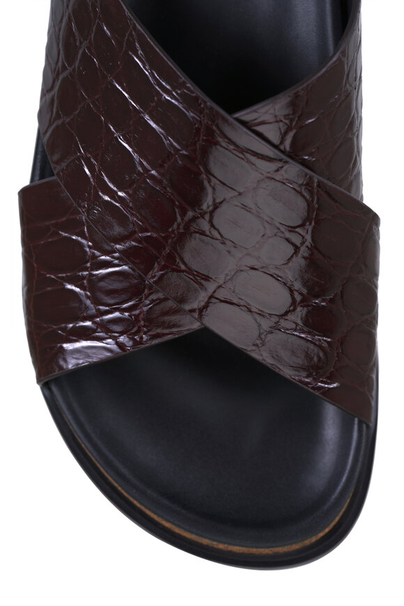 The Row Criss Cross Lacquer Brown Embossed Leather Sandal - view 4