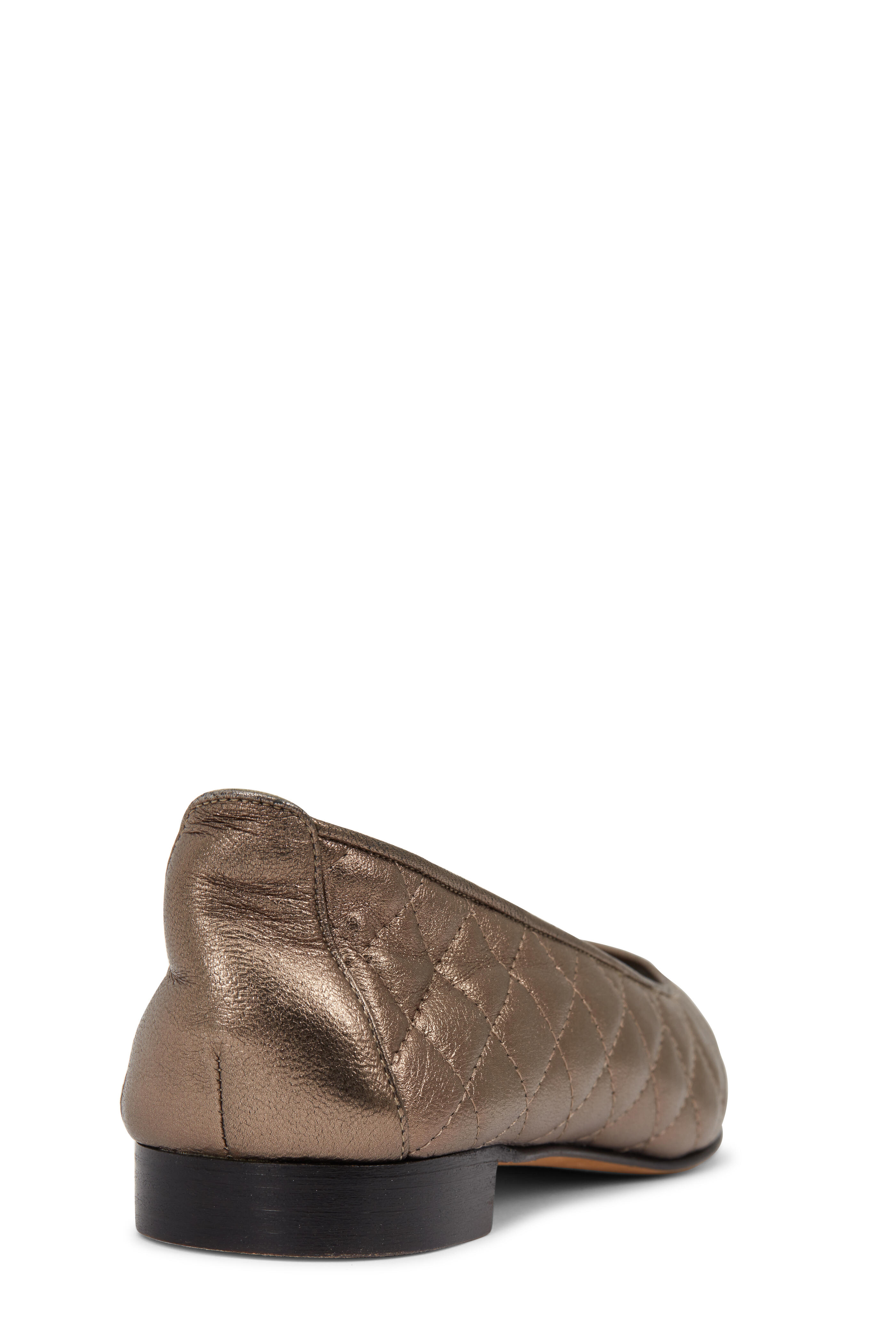 Manolo Blahnik - Giungla Pewter Quilted Leather Ballerina Flat