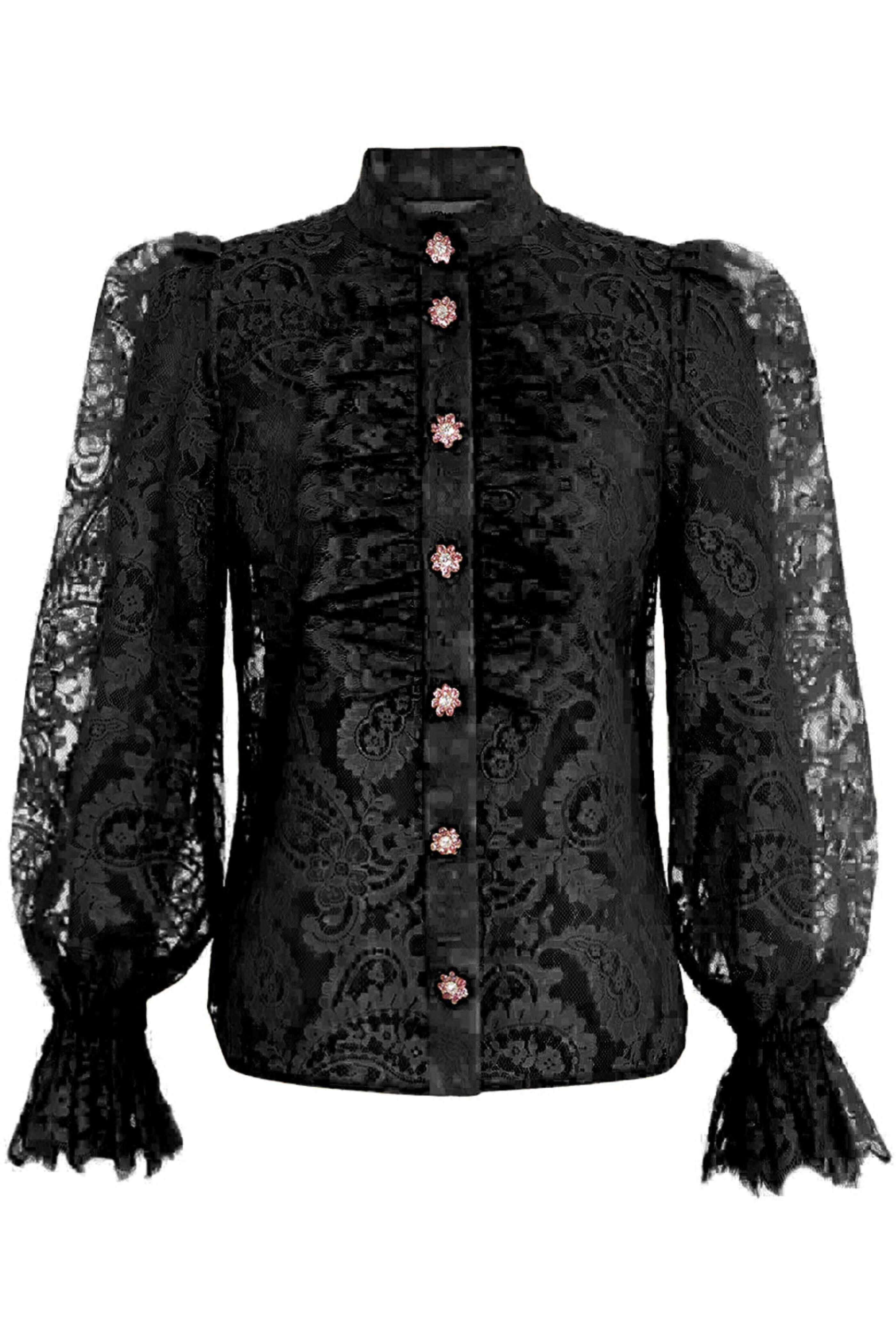 【新品未使用】YILON Bloom lace set blouse BLACK Zimmermann - Black Luminosity Lace Blouse | Mitchell Stores