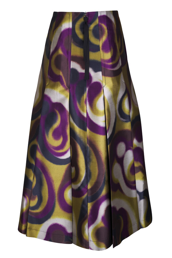 Odeeh Yellow & Purple Blurred Paisley Print Maxi Skirt - view 4
