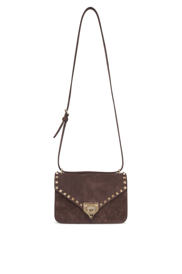 Valentino Garavani Small Rockstud Ebony Suede Shoulder Bag - view 1