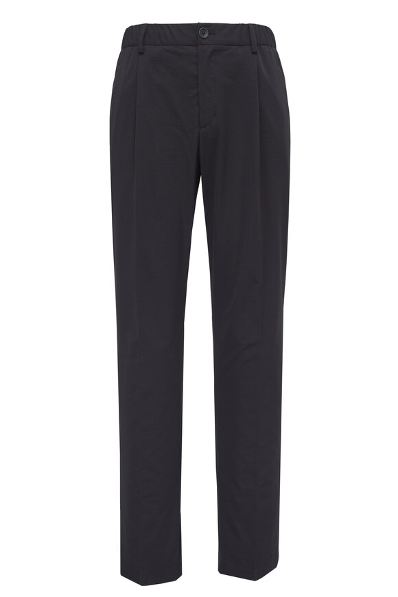 Herno Navy Seersucker Stretch Pant