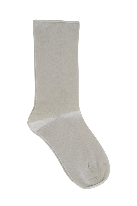 Brunello Cucinelli Warm White Cashmere & Silk Sparkling Socks