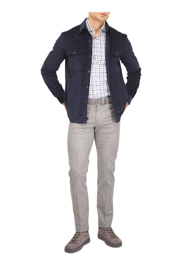 Isaia Dark Blue Corduroy Overshirt - view 2