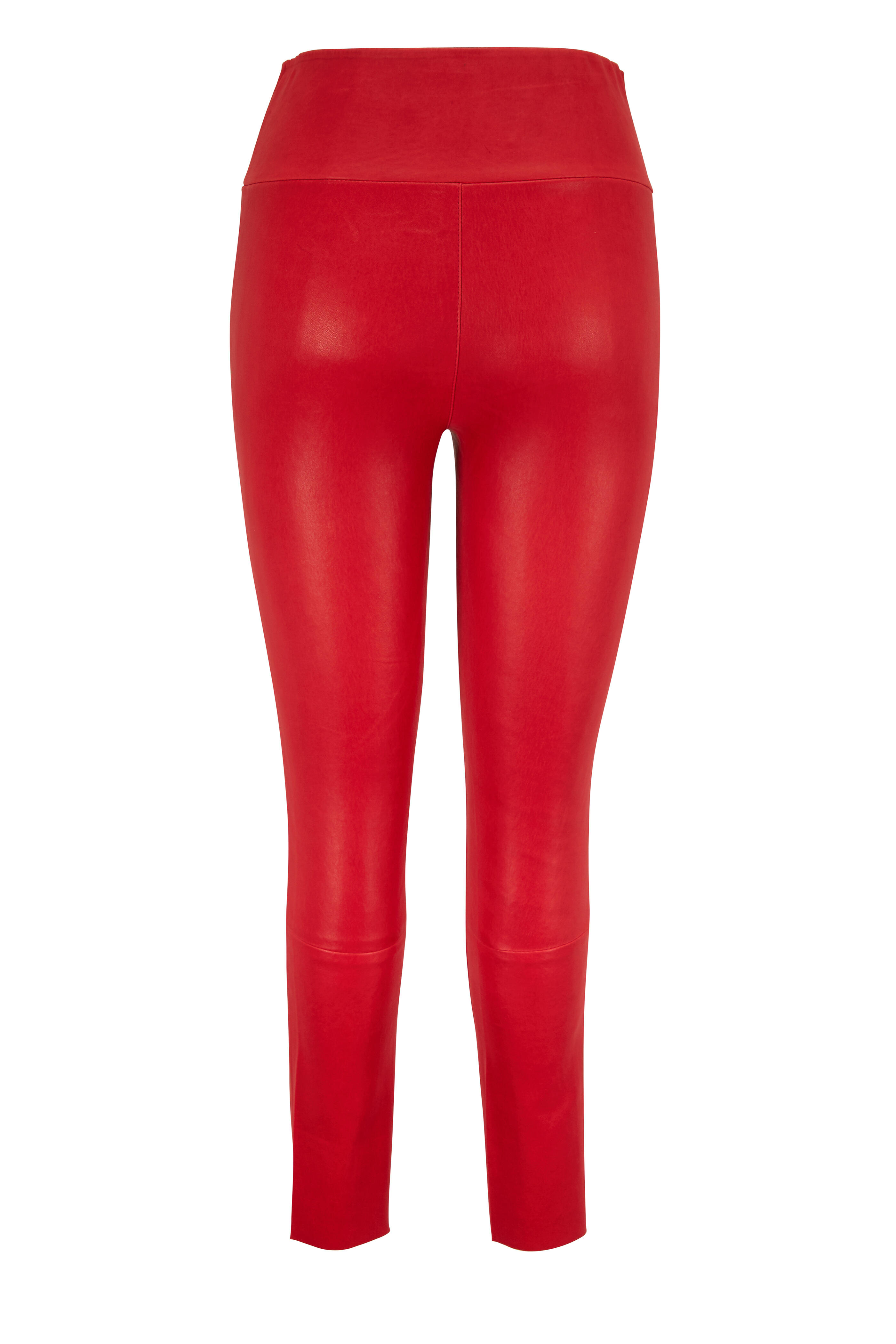 SPRWMN - Red Leather High Waist Capri Legging
