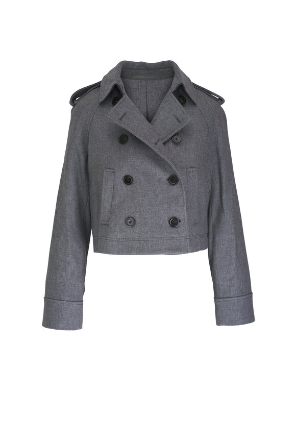 Veronica Beard Conneley Cropped Heather Gray Trench 