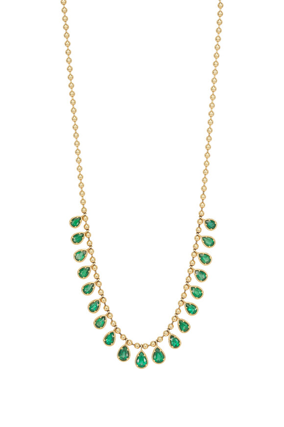 Sutra 18k Yellow Gold Emerald Necklace - view 1
