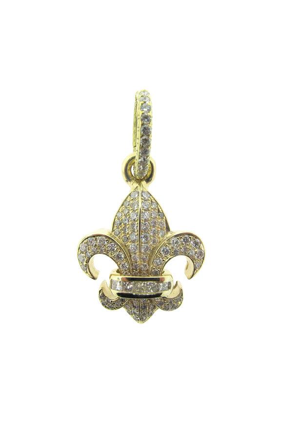 Loree Rodkin 18k Gold Small Pave Fleur de Lis Pendant - view 1