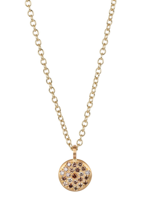 Caroline Ellen - 20K Yellow Gold Cognac Diamond Pendant Necklace