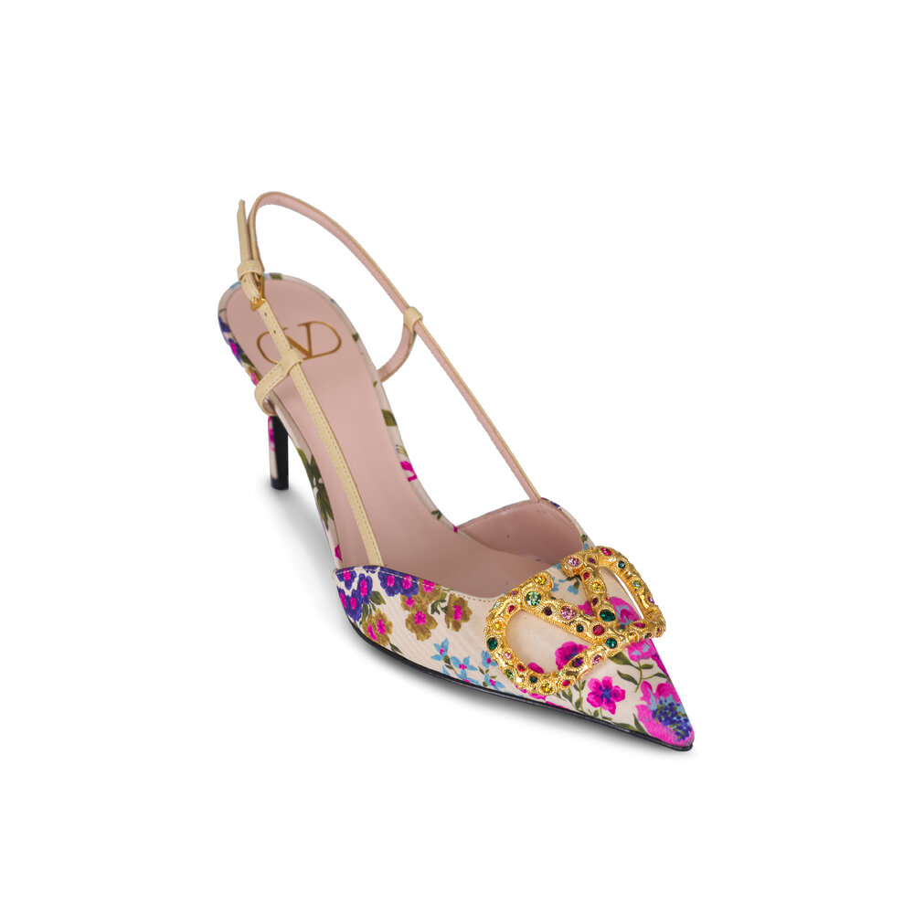 スリッポン VALENTINO GARAVANI 'Foliefoliage' slingback Multicolor Foliefoliage Suede Slingback Pump 90mm for Woman in Black