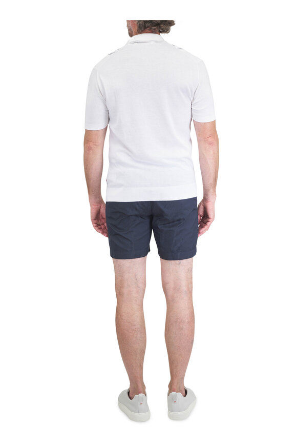 Orlebar Brown Horton White Sand Silk-Cotton Chevron Stripe Polo - view 3