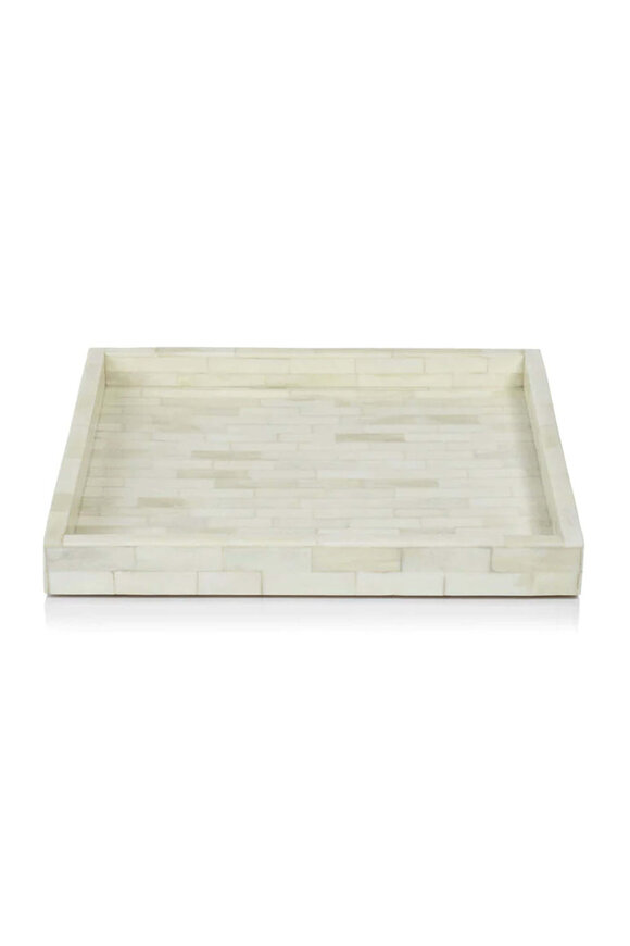 Zodax Large Square White Bone Inlay Tray