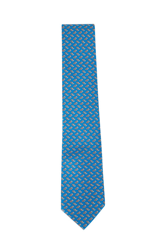Ferragamo - Blue Dog Pattern Silk Necktie