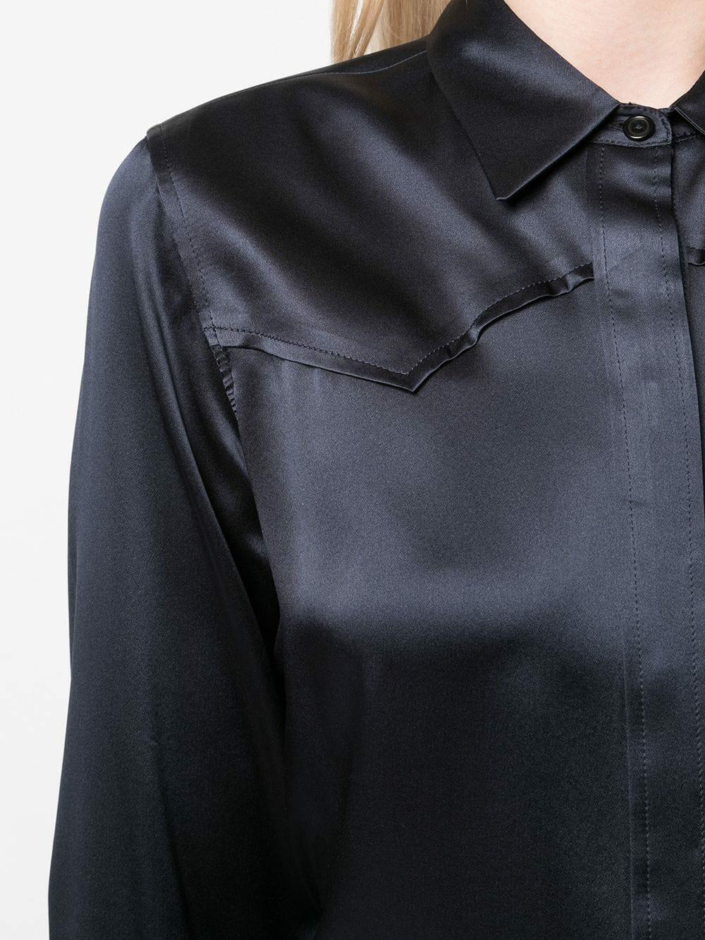Nili Lotan - Mica Dark Navy Silk Shirt