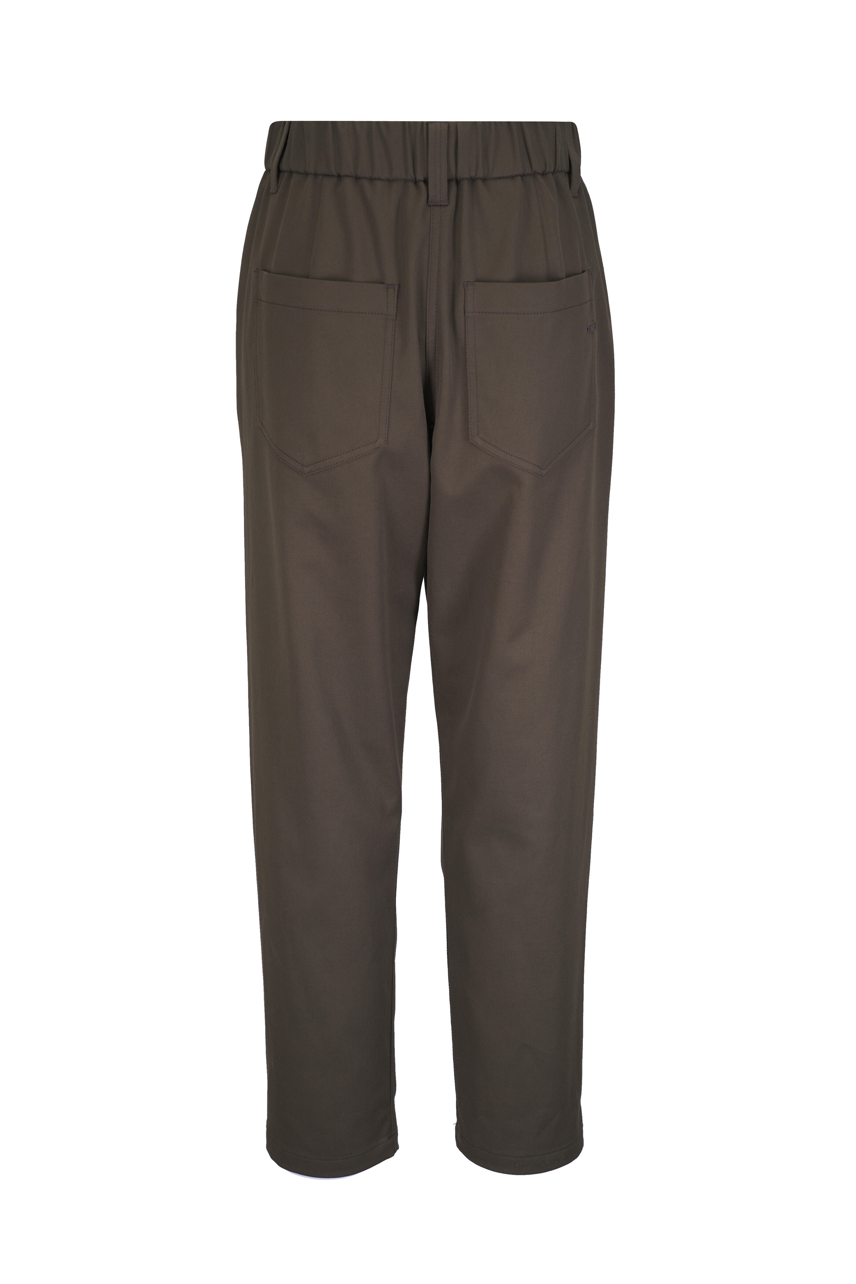 Brunello Cucinelli - Olive Green Stretch Cotton Baggy Pull-On Pant