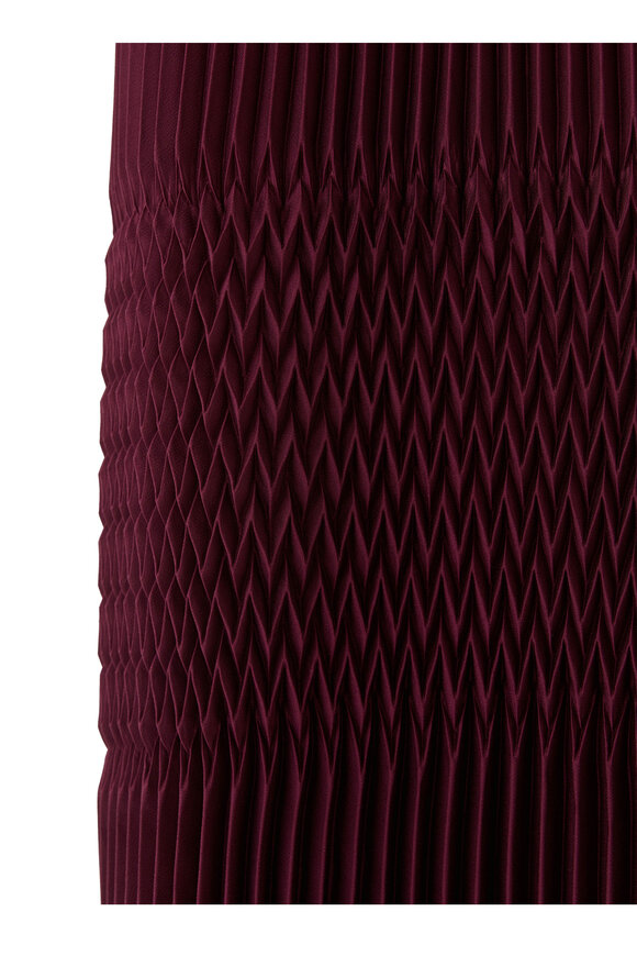 Lafayette 148 New York Aubergine Satin Plissé Straight Midi Skirt - view 4