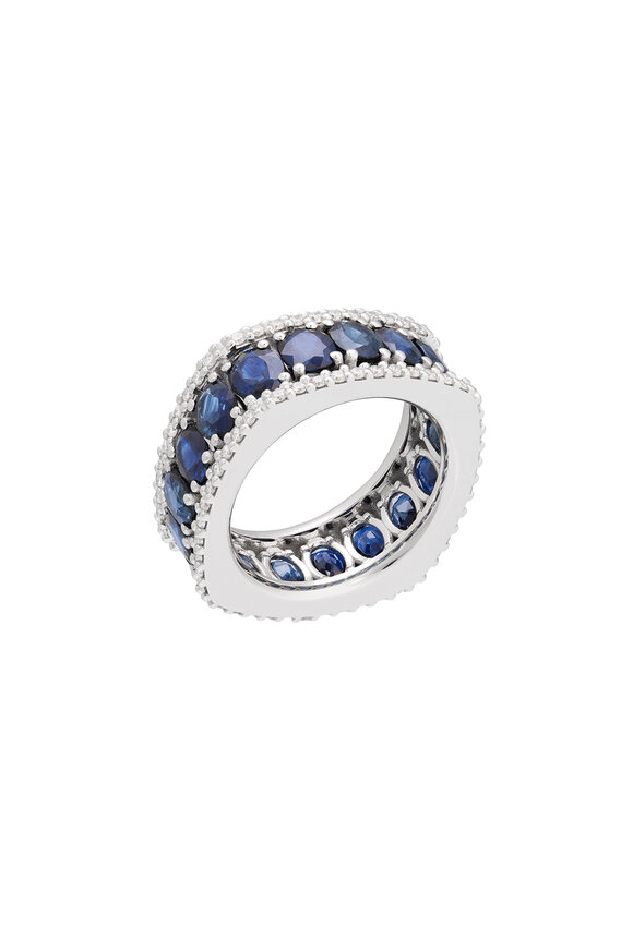 Miseno 18k White Gold Diamond & Sapphire Procida Ring