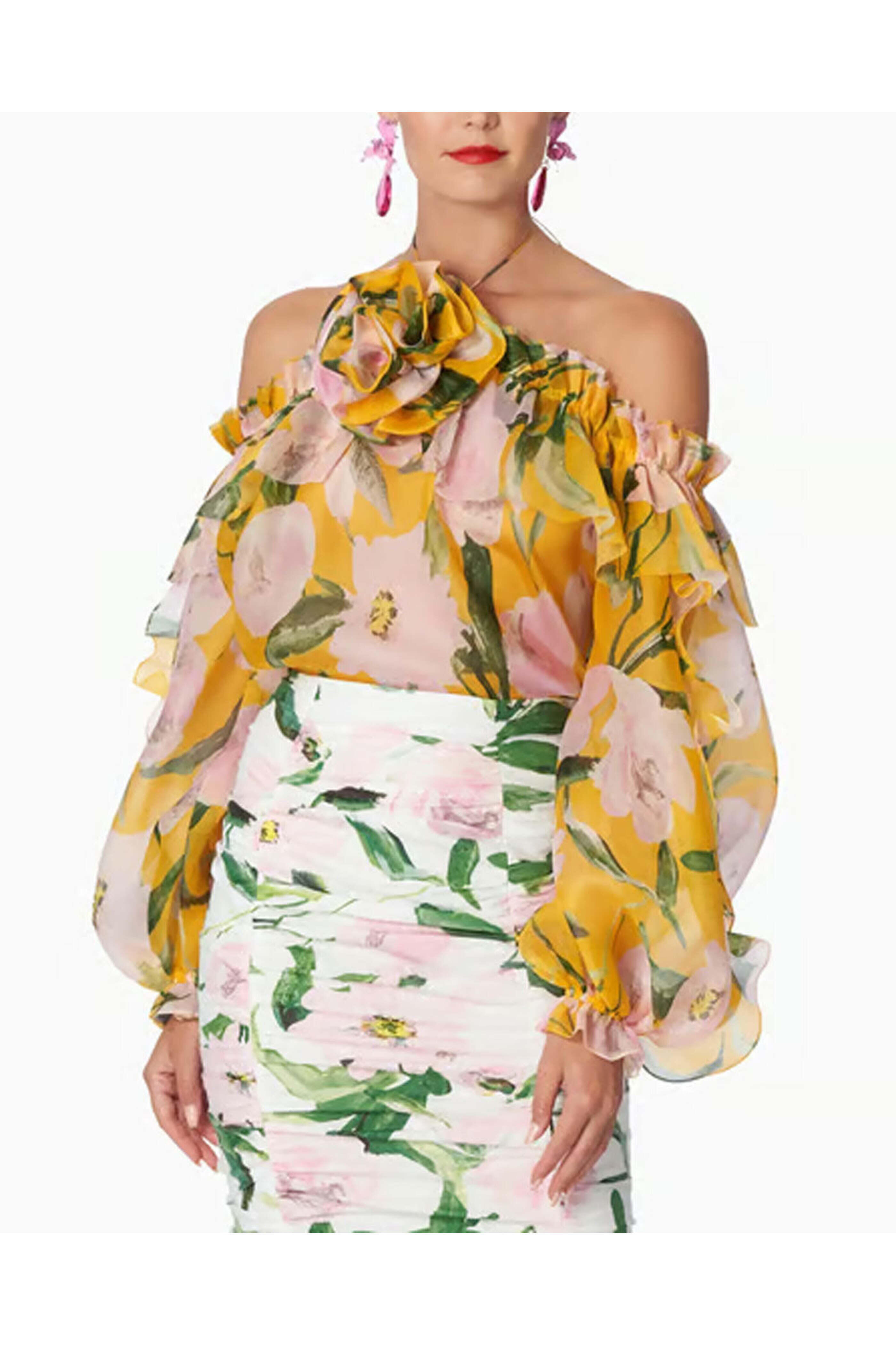 Carolina Herrera - Taxi Cab Embroidered Halter Blouse