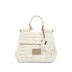 バッグ DOLCE & GABBANA Dolce & Gabbana - Sicily Leather-Trimmed Crochet Tote Bag in