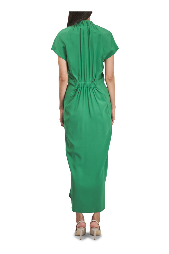 Zero + Maria Cornejo Stella Matcha Green Ruched Dress - view 4