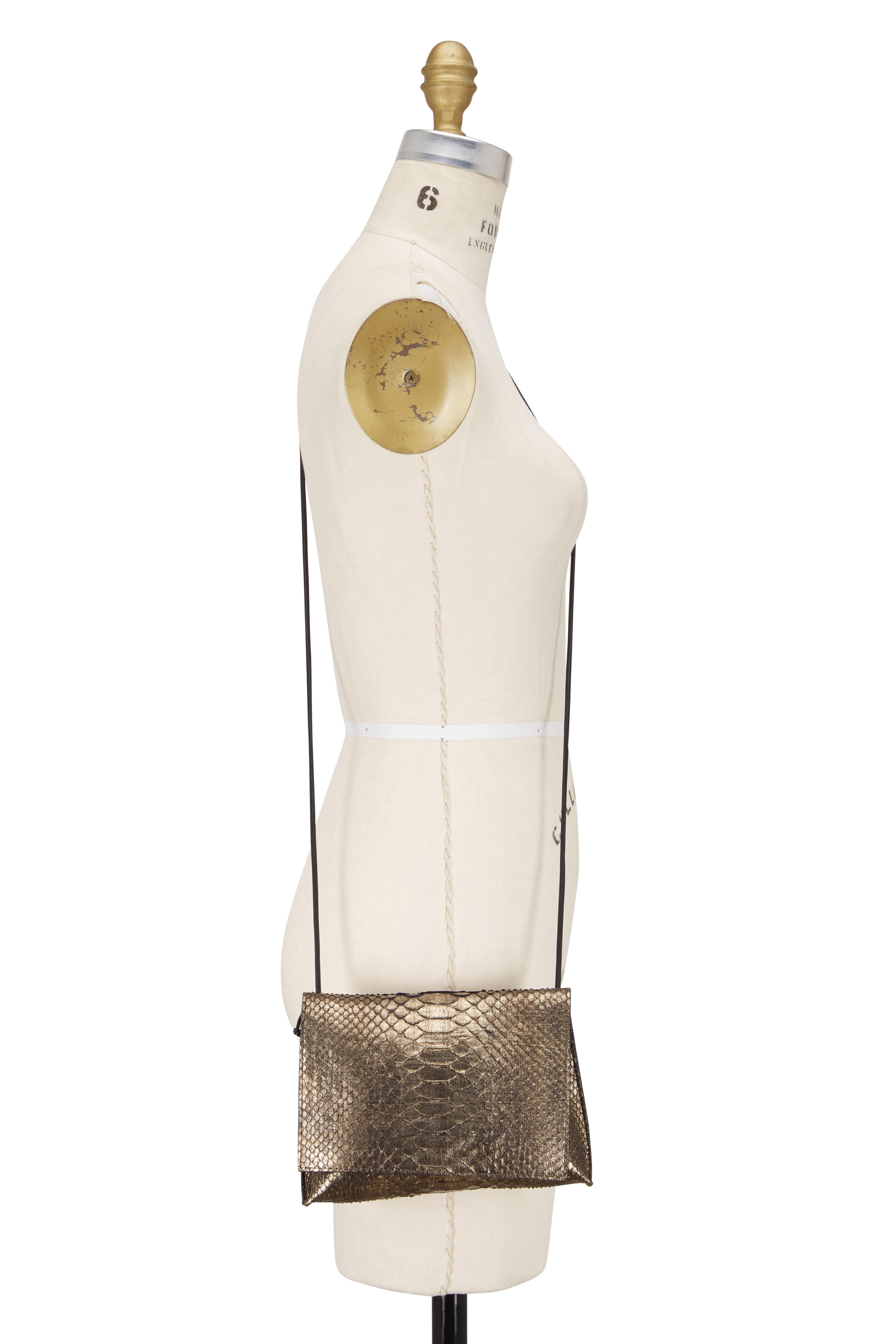 B May Bags - Dapple Metallic Copper Python Foldover Crossbody
