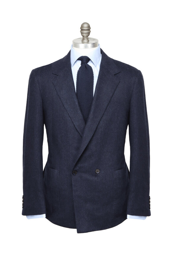 KNT Navy Pinstripe Double Breasted Sportcoat - view 2