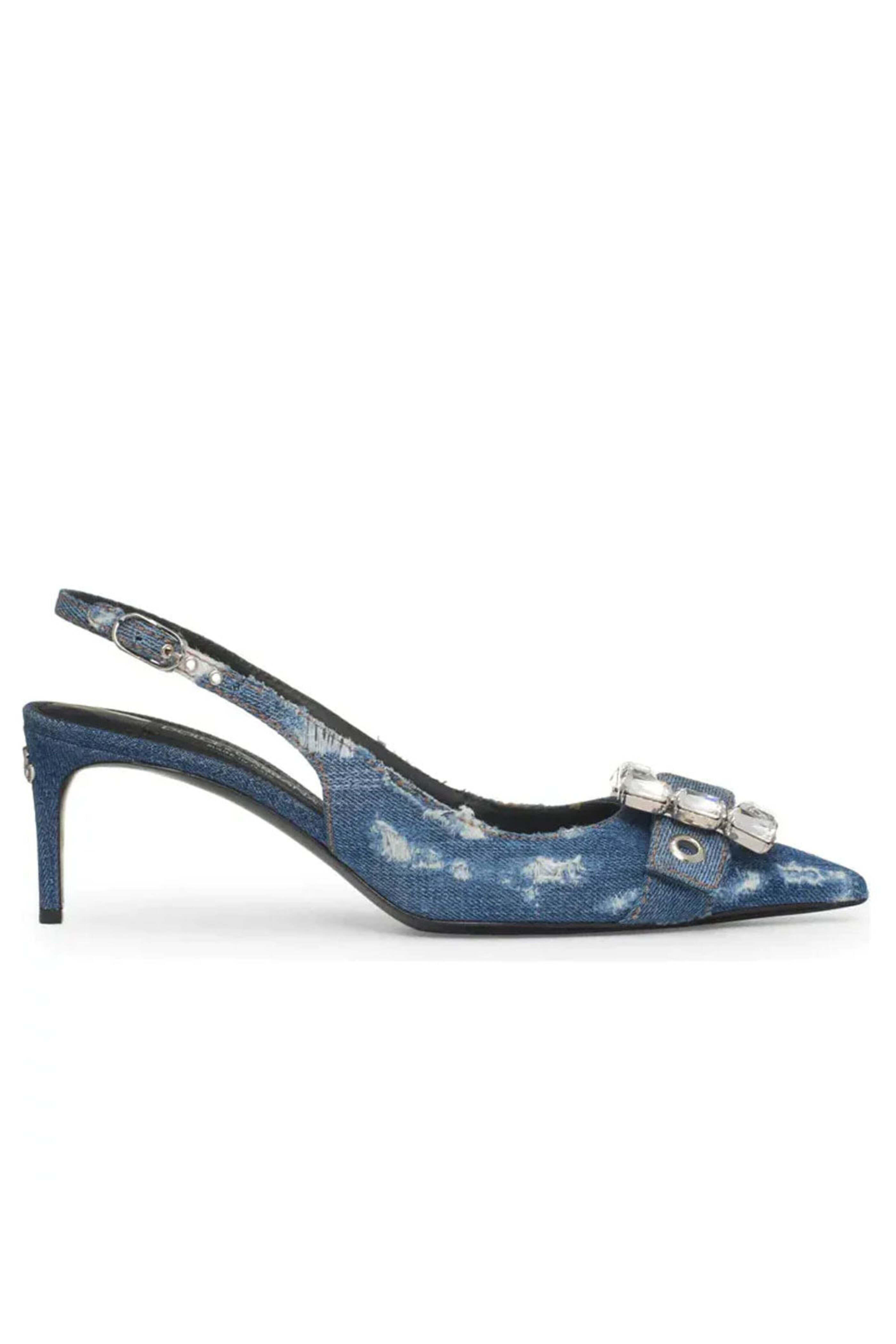 Dolce & Gabbana - Patchwork Denim Slingbacks in Cobalto Scuro