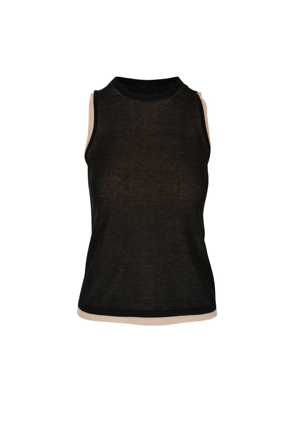 Vince Black & Beige Double Layer Shell Tank