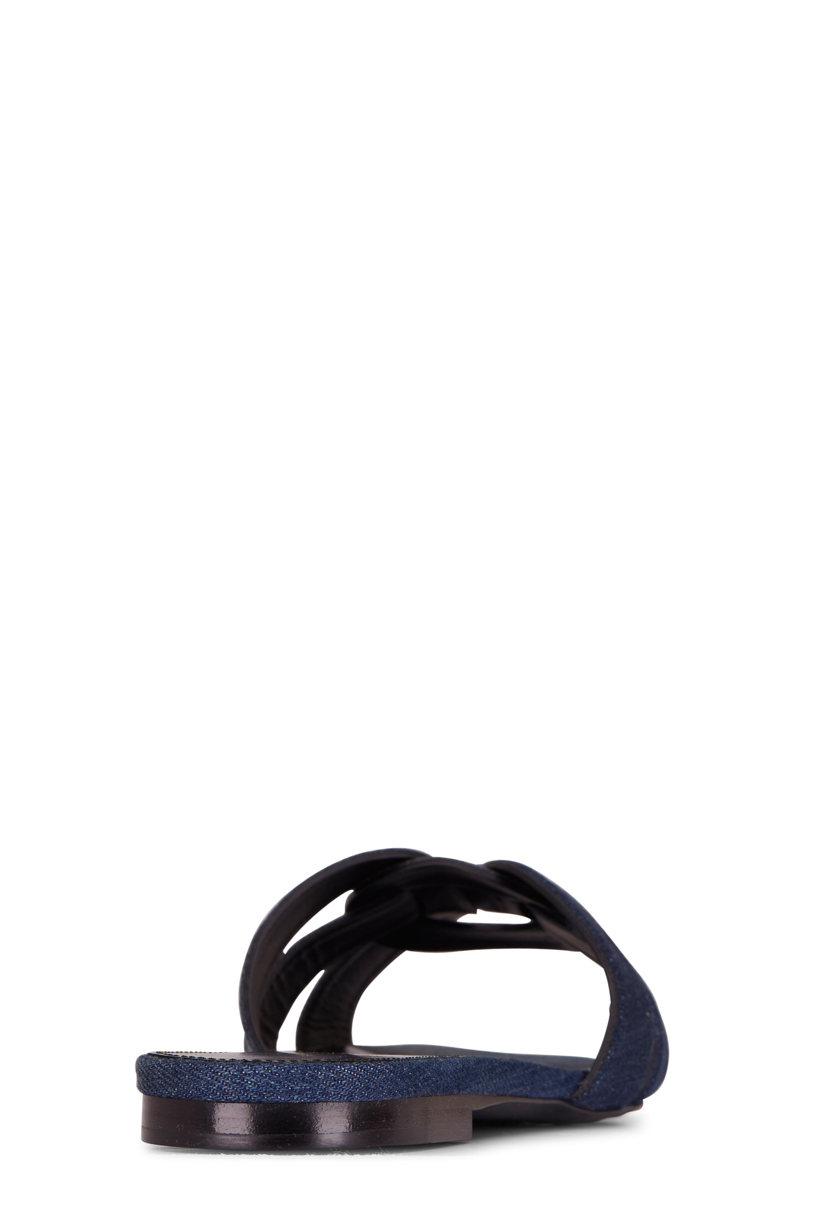 Saint Laurent - Tribute Navy Denim Flat Slide