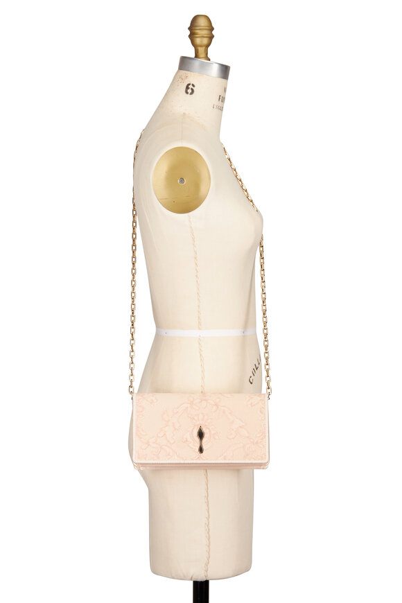 Christian Louboutin Bettina Light Blush Crepe Satin Chain Clutch - view 5