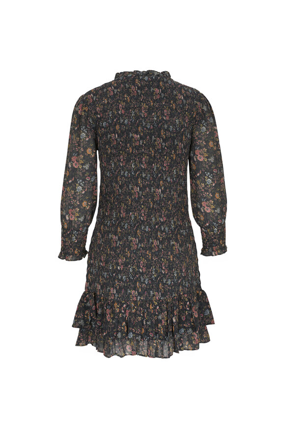 Veronica Beard - Farha Floral Black Multi Smocked Mini Dress 