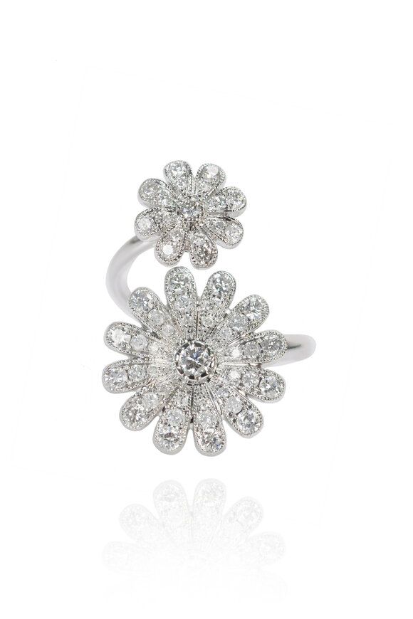 Nam Cho 18k White Gold Gregorian Rose Double Daisy RIng - view 1