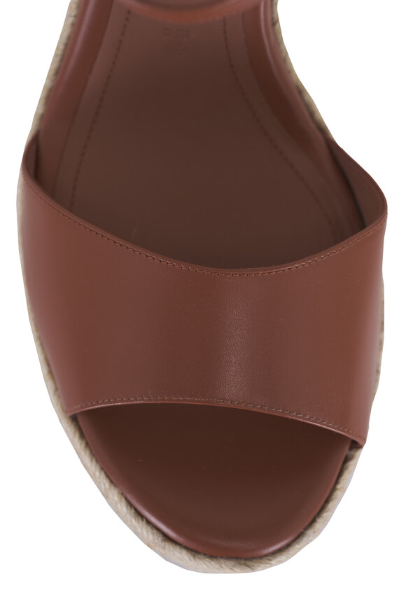 Santoni Nizza Brown Leather Espadrille Wedge. 70mm - view 6