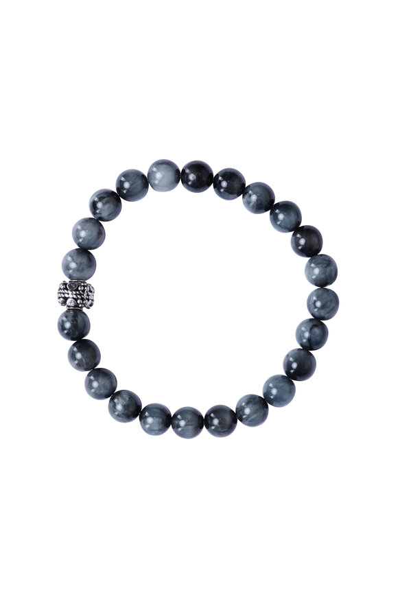 Spivey  Hawk’s Eye Pewter Beaded Bracelet