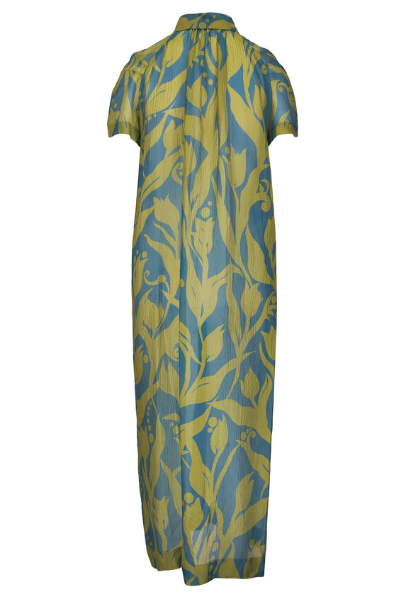 Dries Van Noten Davinia Tulip Print Green Multi Silk Dress - view 3