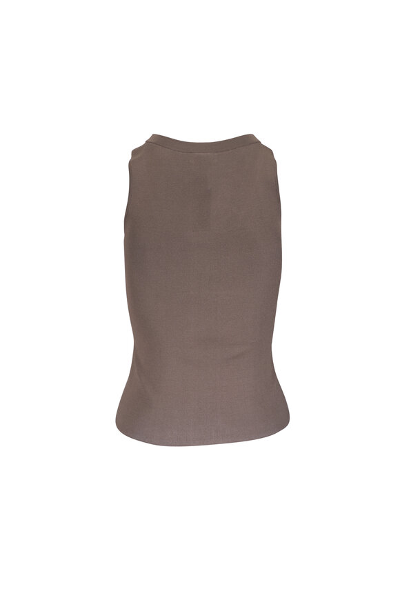 Akris Taupe & White Grid Knit Tank - view 3