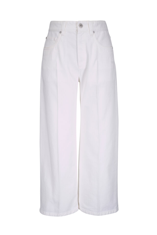 Brunello Cucinelli - White Monili Trim Stretch Dyed Denim Pant