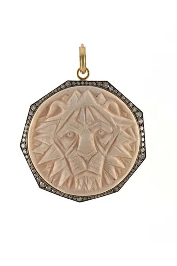 Sylva & Cie Carved Mammoth Lion Pendant - view 1