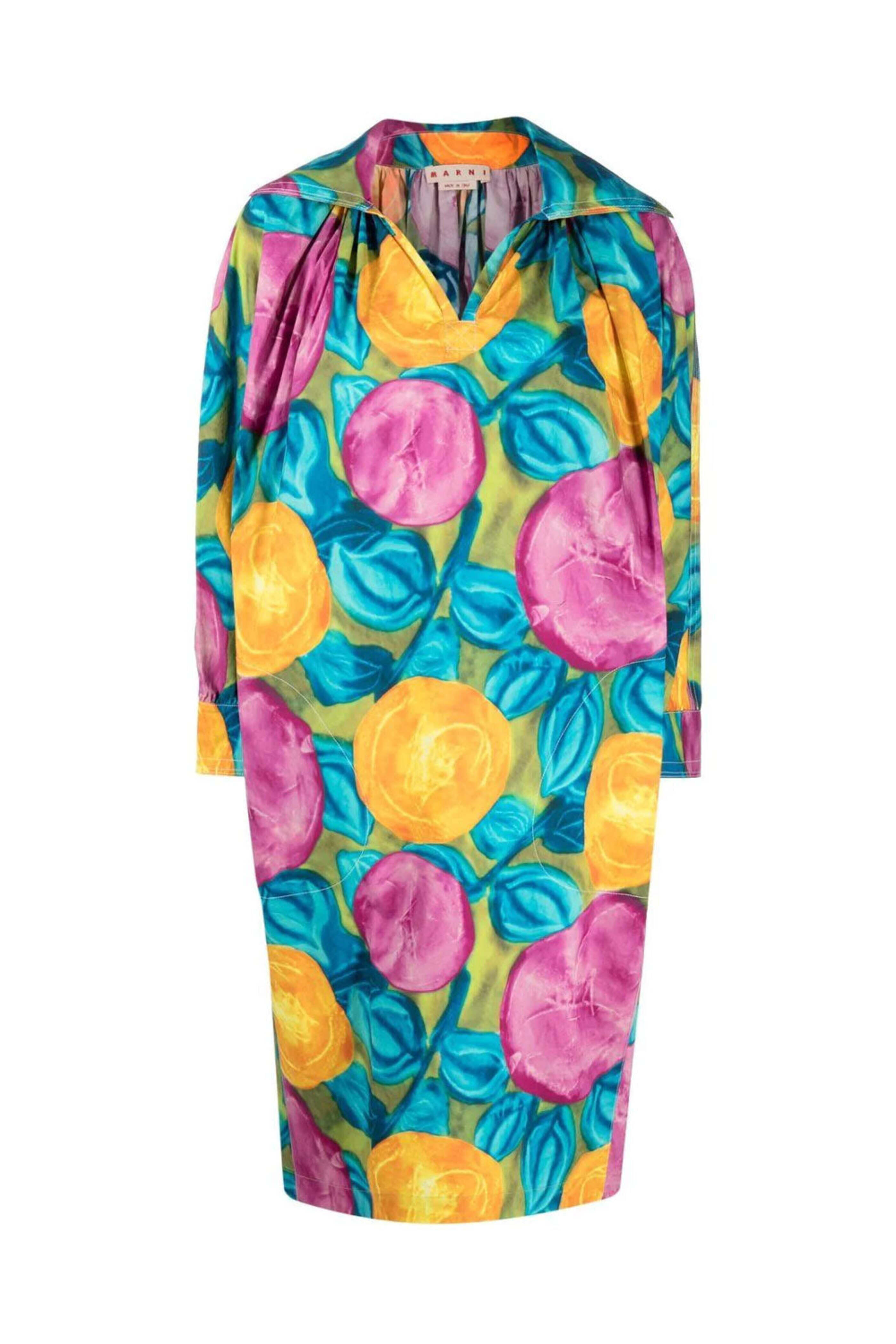 Marni - Graphic Floral Print Oversized Midi Dress