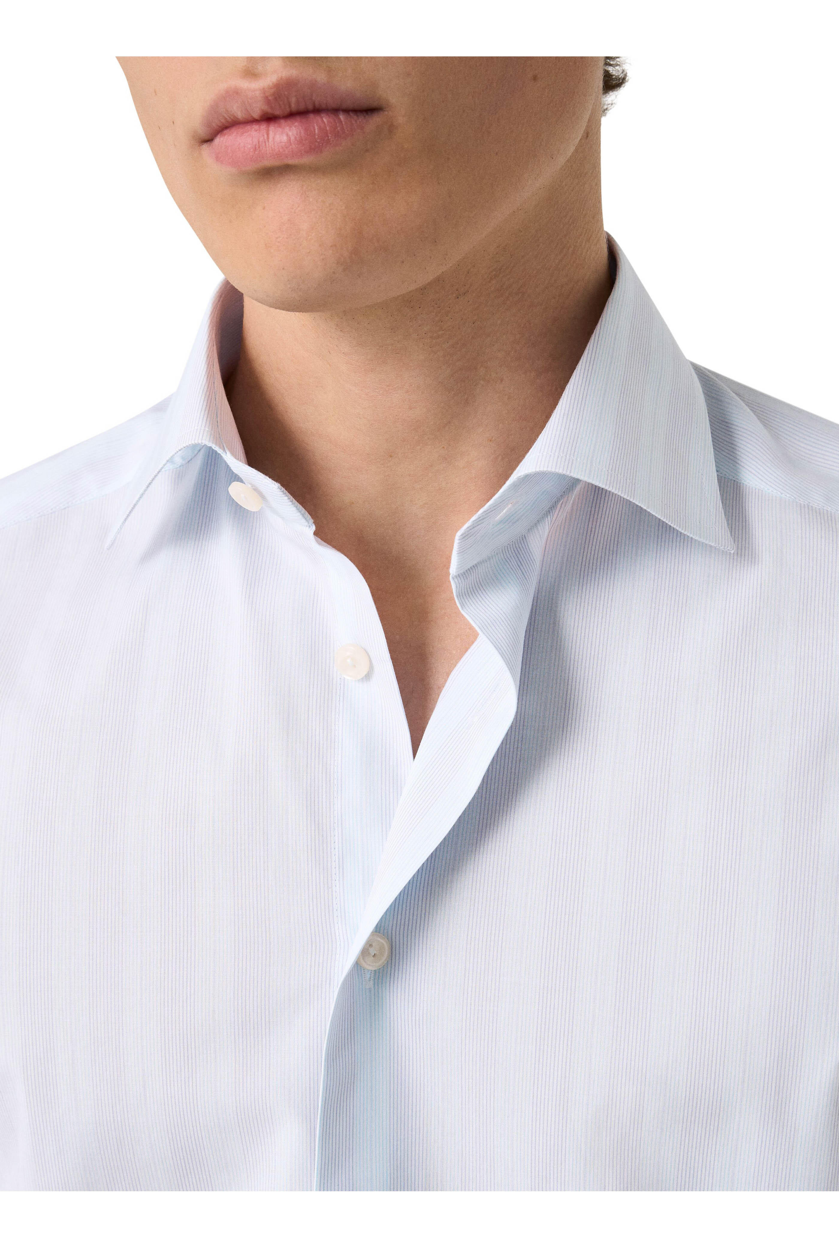 Eton - Light Blue & Purple Stripe Cotton Dress Shirt - view 4