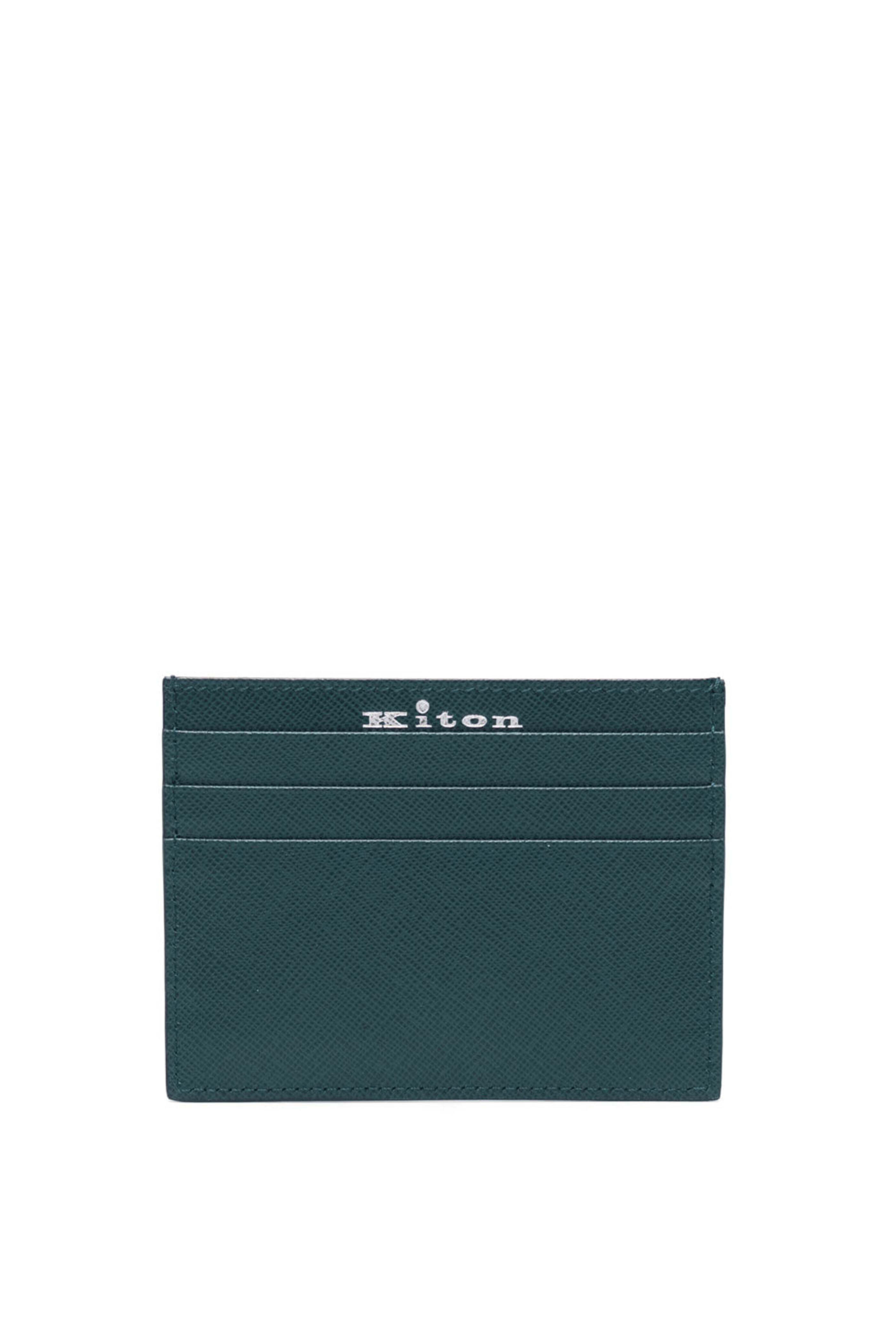 Kiton - Saffiano Leather Card Holder in Forrest