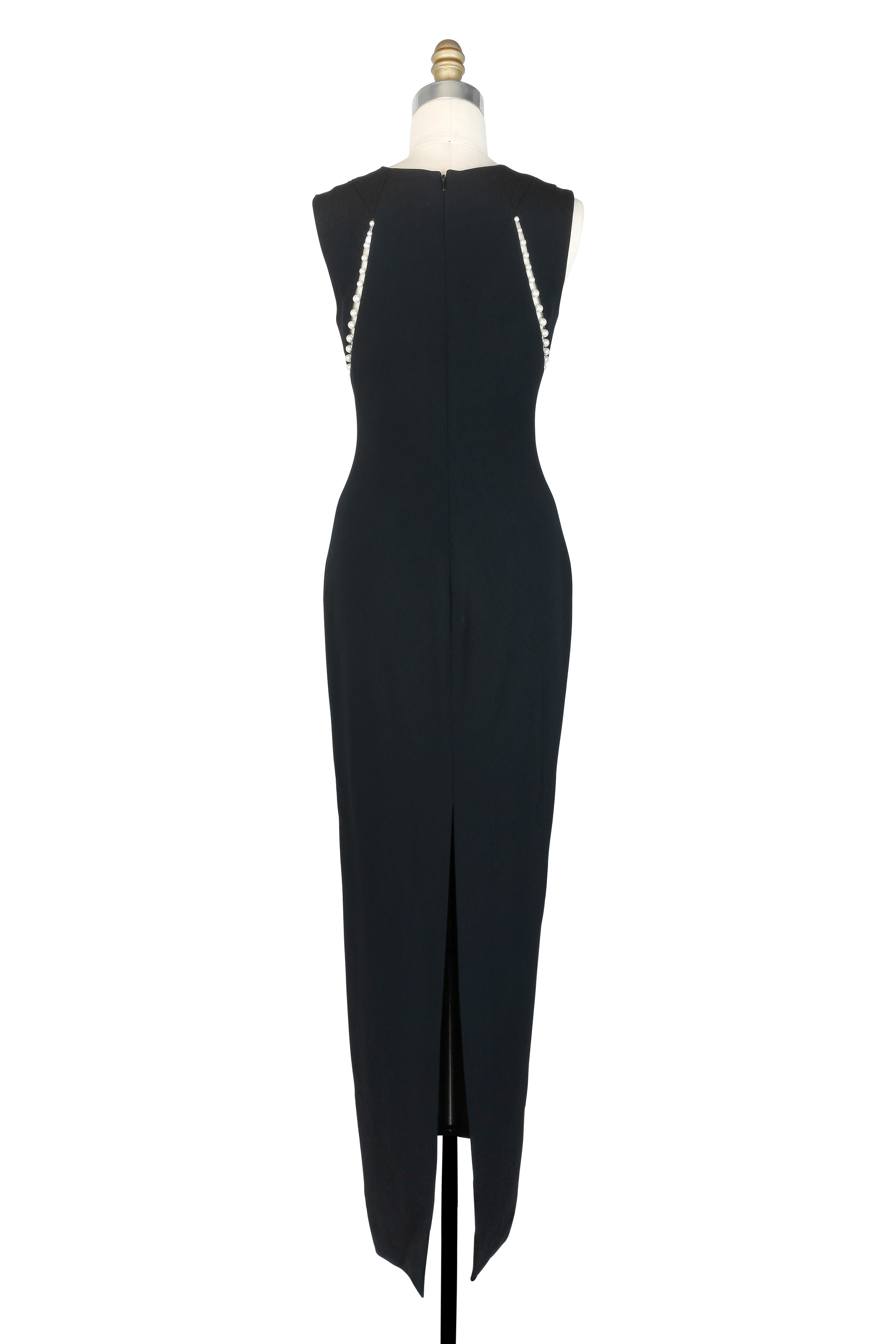 Pamella Roland - Black Cut-Out Pearl Column Dress