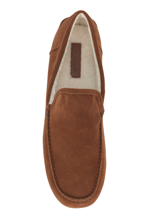 Vince - Gino Brown Suede Shearling Lined Slipper