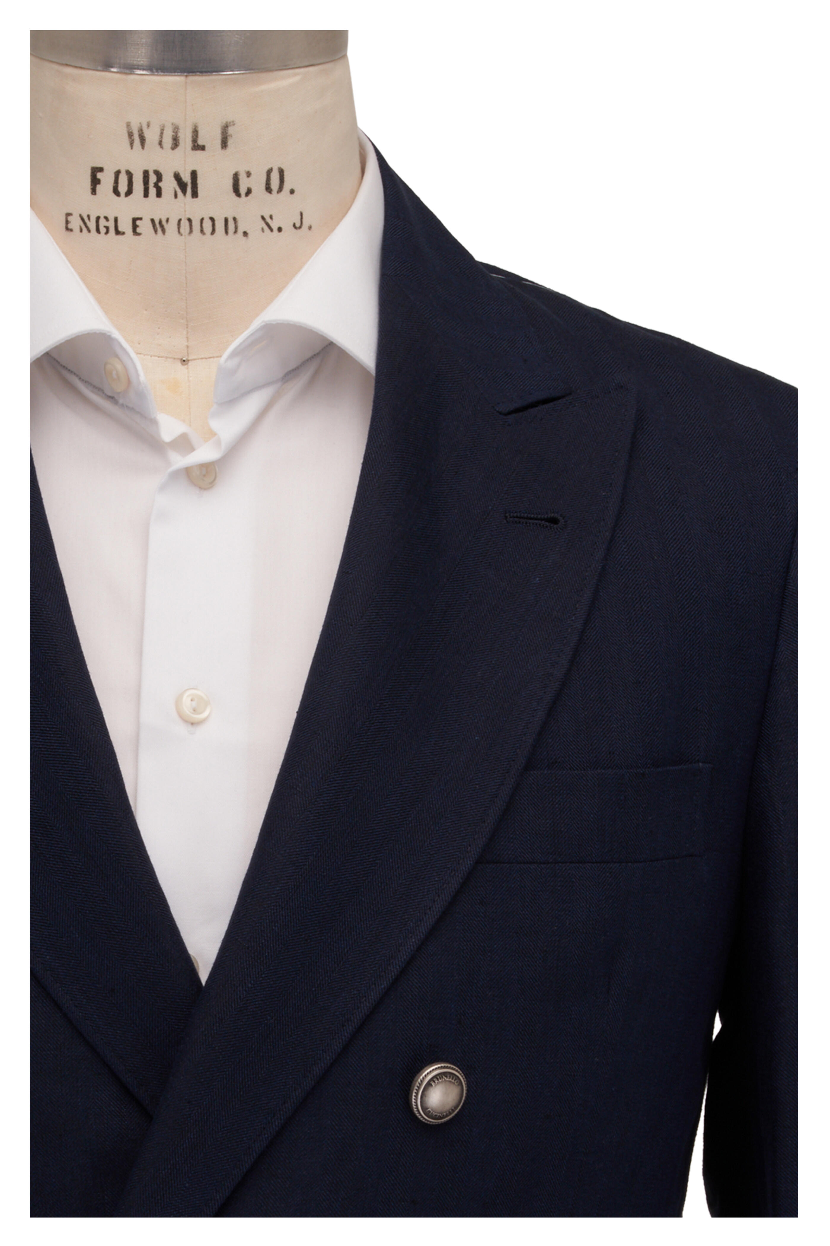 Brunello Cucinelli - Navy Linen Double Breasted Sportcoat