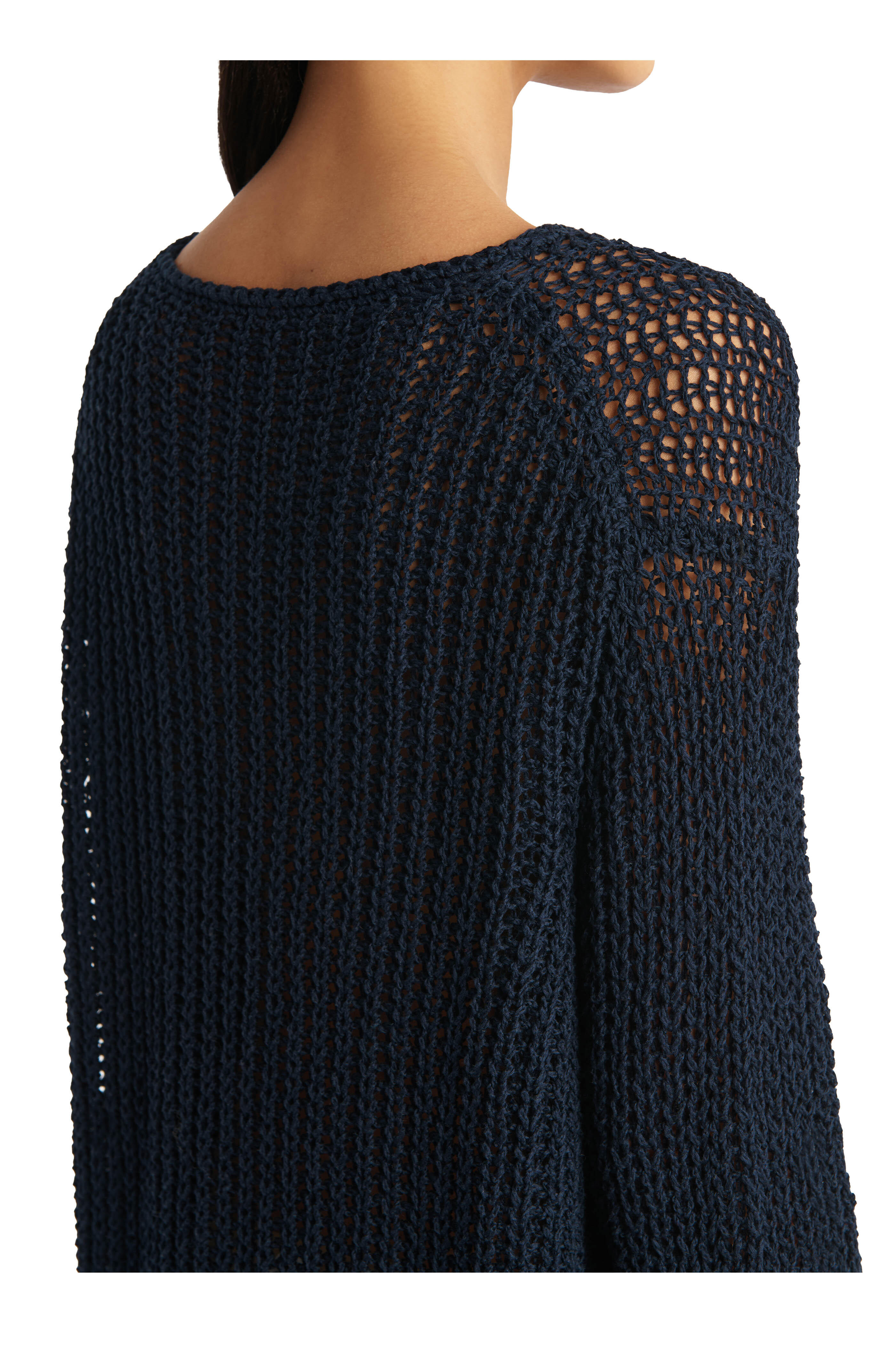 Khaite - Elowen Navy Fisherman’s Rib Knit Pullover Sweater