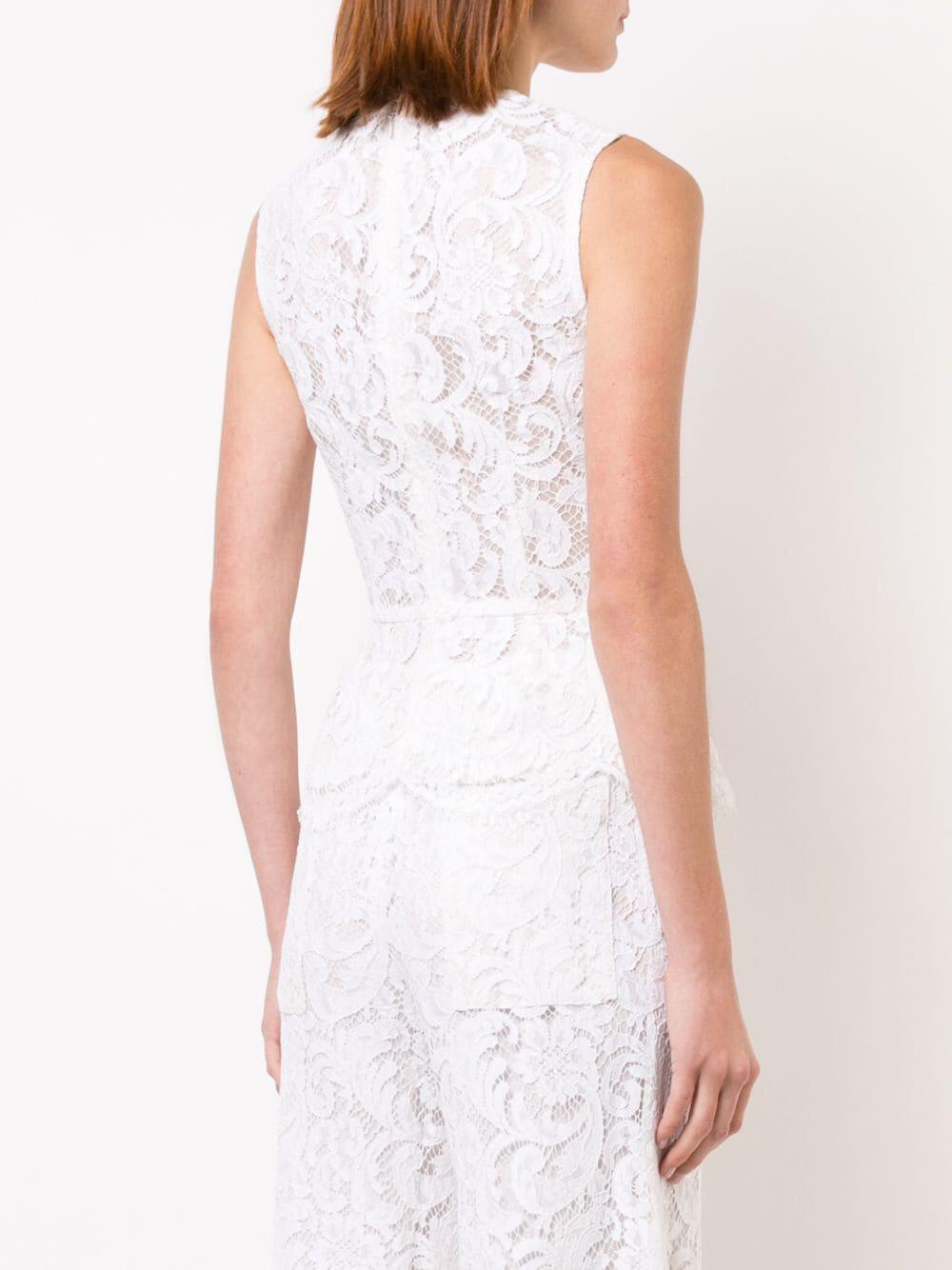 Adam Lippes - White Lace Sleeveless Peplum Top