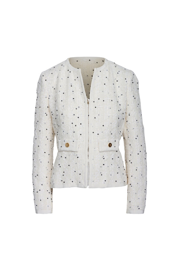 Giambattista Valli Ivory & Black Dot Boucle Jacket