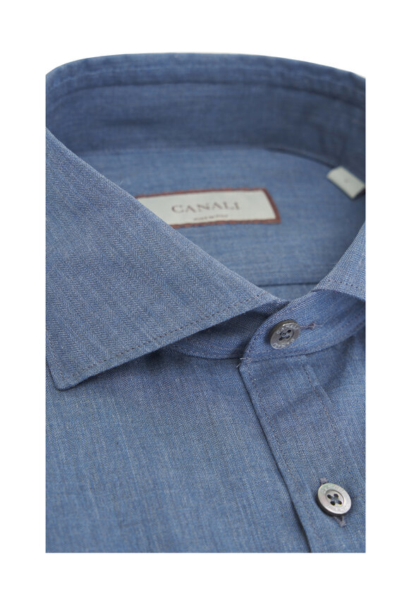 Canali - Mid Blue Cotton Sport Shirt